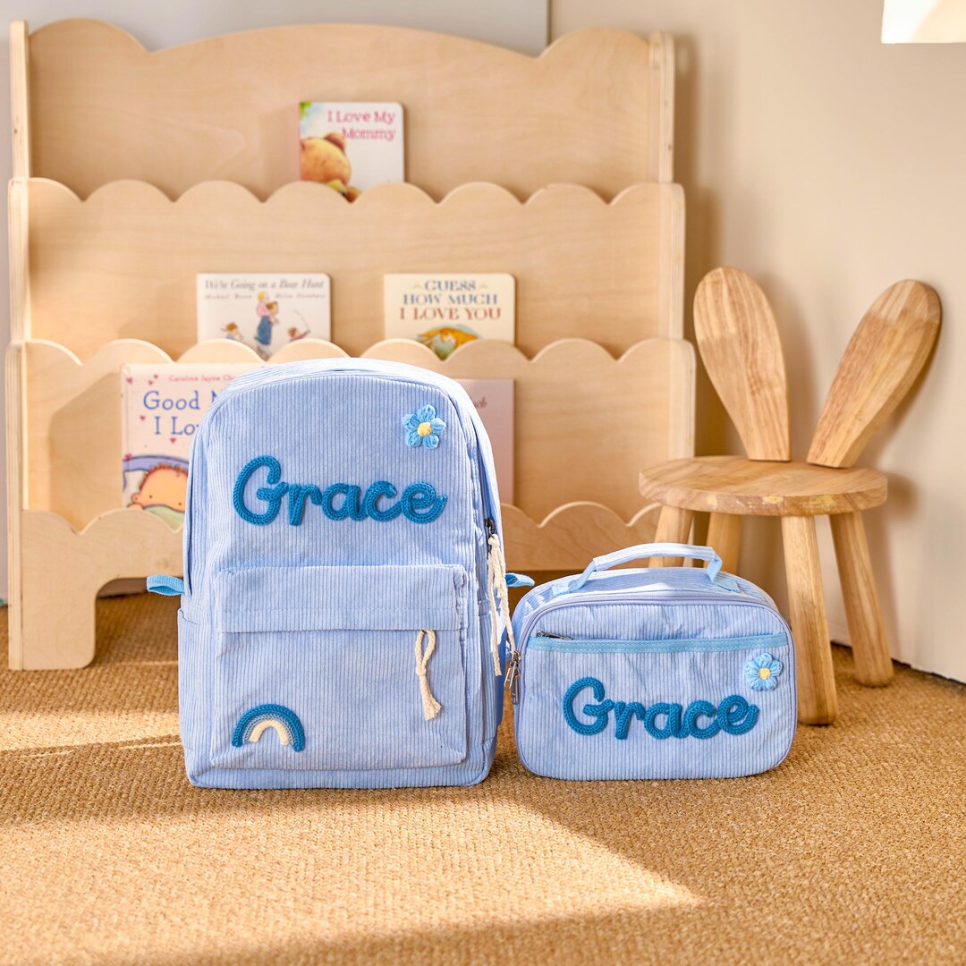 Custom Corduroy Kids Backpack and Lunch Bag Set - Etsy