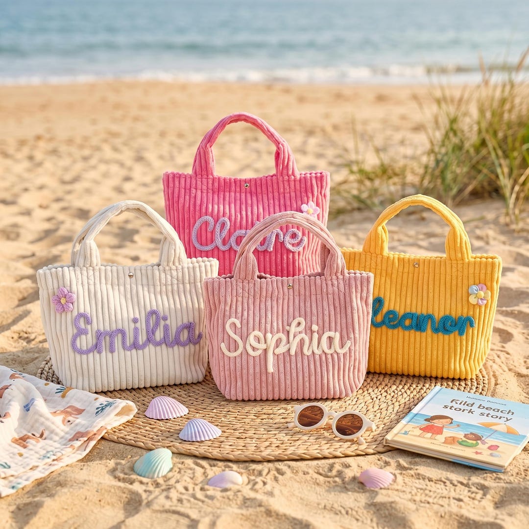 Custom Tote Bag | Corduroy for Kids | Personalized Custom Name | 10 ...