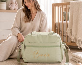 Personalised Maternity Hospital Bag, Embroidered Name Changing Tote, Mum Travel Holdall