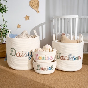 Name Handmade Korb | Aufbewahrungsbox | Baby Geschenke | Baby Spielzeug Korb | Spielzeugkorb | Baby Name Geschenk