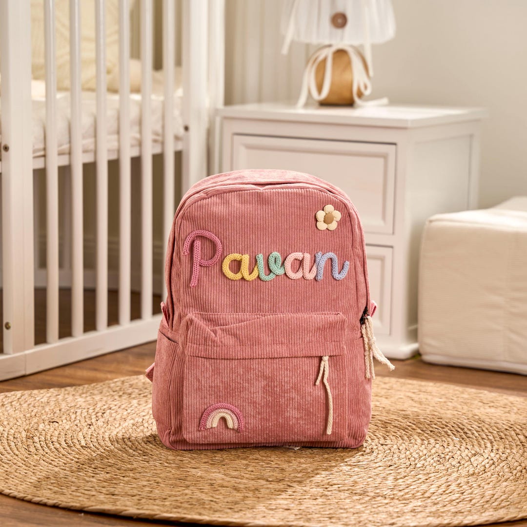 Personalized Corduroy Kids Backpack | Custom Name School Bag - Etsy