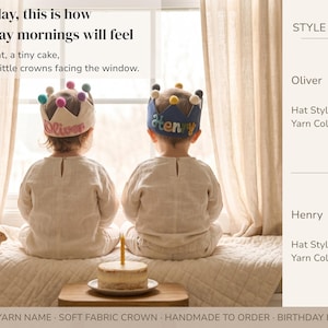 Custom Linen Birthday Crown | Handmade Kids Party Hat image 4