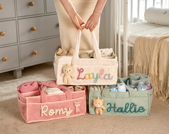 Personalized Sherpa Baby Organizer | Custom Nursery Storage Tote