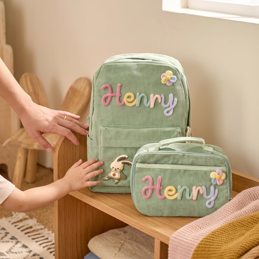 Personalized Kids Corduroy Backpack | Lunch Bag and Book Bag Set - Etsy