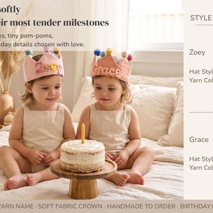 Custom Linen Birthday Crown | Handmade Kids Party Hat image 3