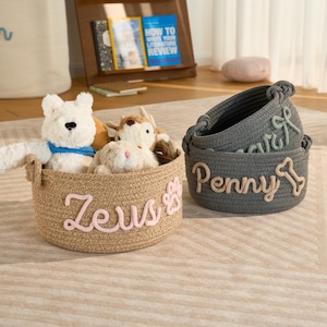 Handgemachter Haustierkorb | Personalisierte Haustier Geschenke | Haustier Name Geschenk | Haustier Spielzeug Korb | Hund Geschenk | Katze Geschenk