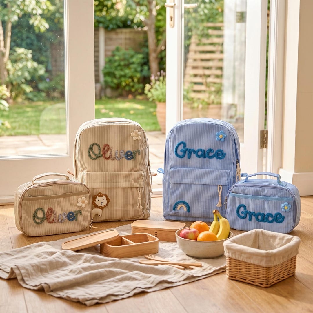 Personalized Kids Corduroy Backpack | Lunch Bag and Book Bag Set - Etsy