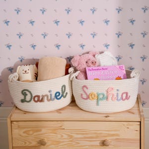 Name Handmade Korb | Aufbewahrungsbox | Baby Geschenke | Baby Spielzeug Korb | Spielzeugkorb | Baby Name Geschenk