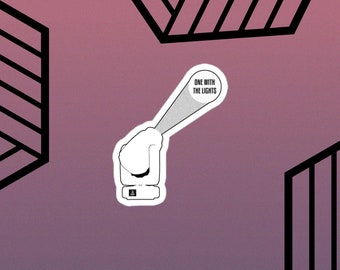 Eén met de lichten | De technische garage | Kiss-cut sticker