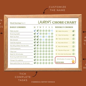 Editable Kid's Chore Chart - Printable Weekly Task Tracker for Kids ...