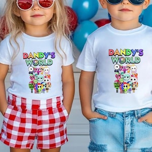Dandys World Kids Tee, Unisex Cotton T-Shirt for Boys & Girls,Fun Cartoon Graphic Shirt ,Toddler  Youth Sizes