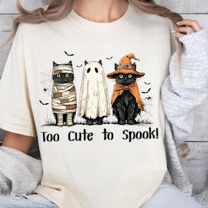 Halloween Shirt - Katzengeist Shirt, Mädchen Halloween T-Shirt, Herbst Halloween T-Shirt, Gruselige Jahreszeit Shirt, Kürbis Halloween, Gruselig, Halloween