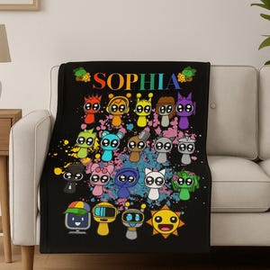 Personalized Sprunki Blanket Colorful Cartoon Blanket Funny Blanket Kids Throw Blanket Custom Blanket Gifts