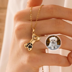 Custom Pet Photo Projection Necklace, Personalized Bone Projection Pendant, Trendy Best Friend Gift, Memorial Gifts for Pet Lovers, Pet Gift