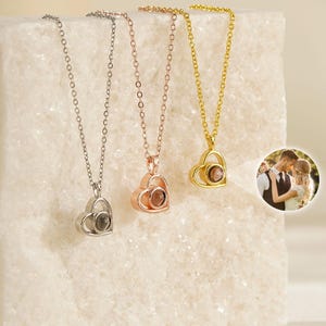 Benutzerdefinierte Fotoprojektionshalskette, Herzprojektionshalskette, Erinnerungsfotohalskette, personalisierter Schmuck, Muttertagsgeschenk, Geburtstagsgeschenk
