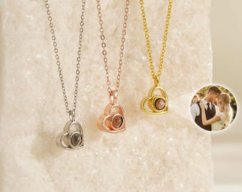 Benutzerdefinierte Fotoprojektionshalskette, Herzprojektionshalskette, Erinnerungsfotohalskette, personalisierter Schmuck, Muttertagsgeschenk, Geburtstagsgeschenk