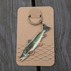 Handmade Wooden Pike Keychain – Customizable Fisherman Gift – Personalized Engraving Option – Birch Wood Keyring