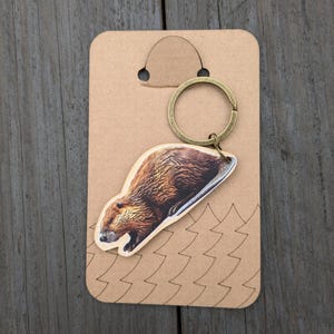 Handmade Wooden Beaver Keychain – Personalized Engraving Option – Eco-Friendly Gift – Rustic Birch Wood Keyring