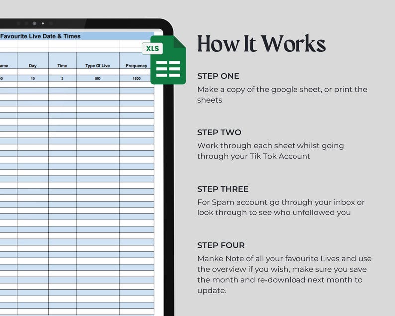 Tik Tok Followers Social Media Management Sheets-instagram- Overwhelmed ...