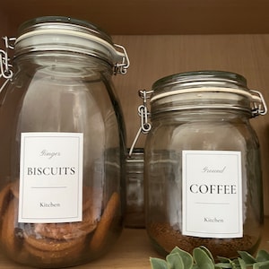 Personalisierte wasserdichte Glasetiketten für die Organisation von Küche oder Vorratskammer