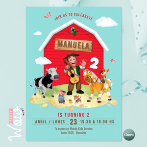 Zenon invitation, editable canva invitations, farm animal invitations, watercolor farm animals, Zenon farm animals