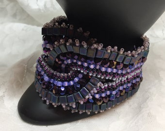 Shimmering Beaded Crystal Cuff Bracelet