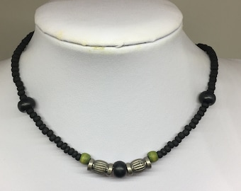 Unisex style Black matte beaded Necklace