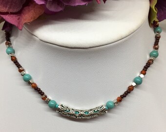 Turquoise & Earthy Browns necklace Set