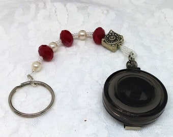 Pearls and Ruby Pull out key chain clip