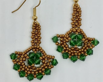 Moss Green Swarovski Fan earrings