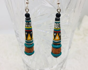 Colorful Carved Earrings