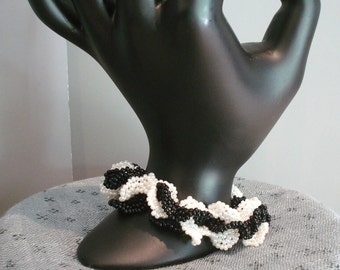 Ruffles of Ebony and Ivory Bracelet