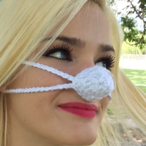 NOSE WARMER White as snow by Aunt Marty. Unisex gift vegan friendly, Frozen nose cover. perfect fun gift idea image 1
