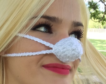 NOSE WARMER White as snow by Aunt Marty. Unisex gift vegan friendly,  Frozen nose cover. perfect fun gift idea