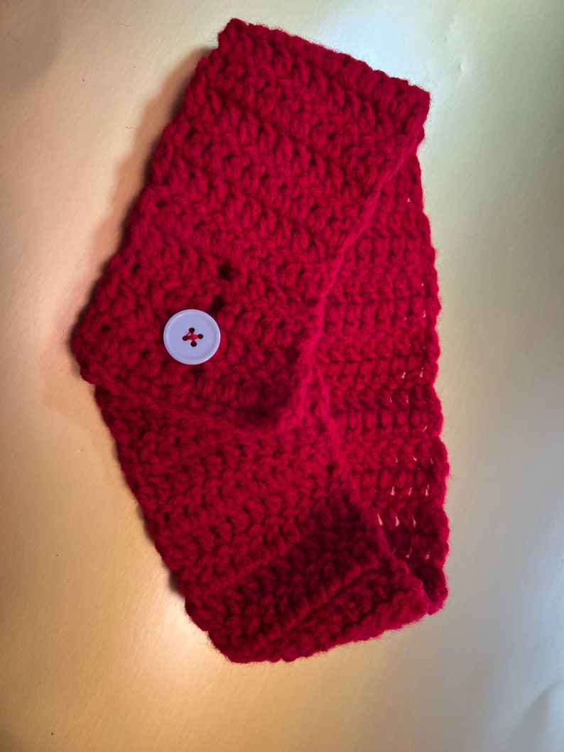 EAR/NECK WARMER, Red, Versatile yet Stylish, Crocheted image 1