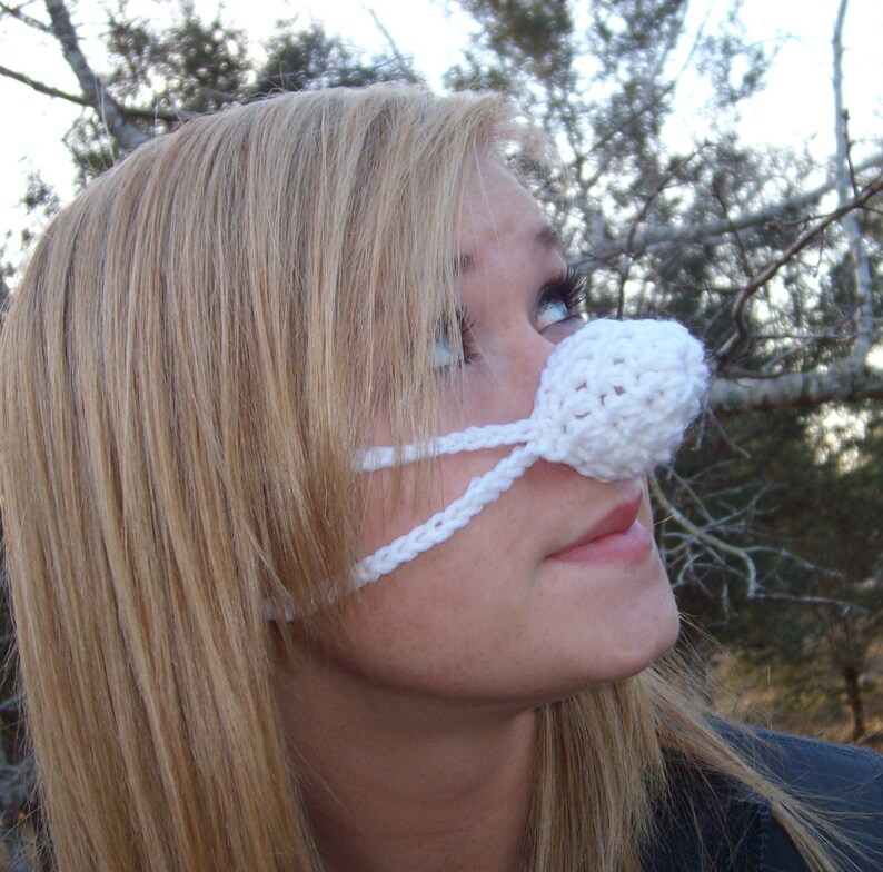 NOSE WARMER White as snow by Aunt Marty. Unisex gift vegan friendly, Frozen nose cover. perfect fun gift idea image 4