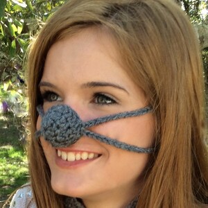 NOSE WARMER Dark Gray by Aunt Marty, Unisex, Christmas Fun for all nippy noses image 6