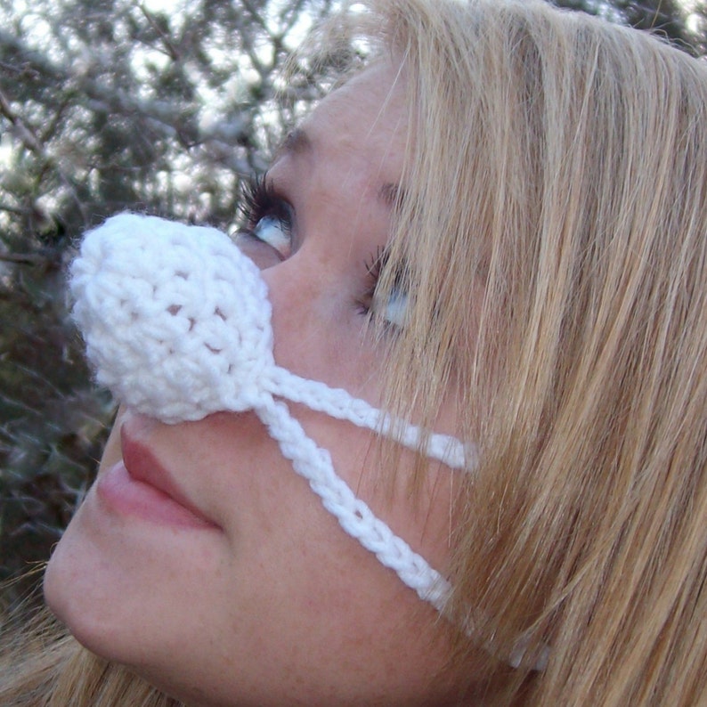 NOSE WARMER White as snow by Aunt Marty. Unisex gift vegan friendly, Frozen nose cover. perfect fun gift idea image 7