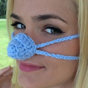 NOSE WARMER Light Blue, Outdoor Sports Activities, Vegan Friendly Unisex, Sleep with Warm Nose Gift for All, Face Warmer, Hand Made gift image 2