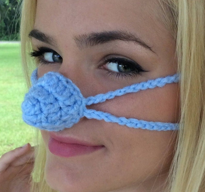 NOSE WARMER Light Blue, Outdoor Sports Activities, Vegan Friendly Unisex, Sleep with Warm Nose Gift for All, Face Warmer, Hand Made gift image 2