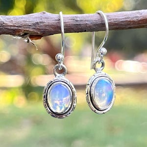 Natural Ethiopian Opal Drop/Dangle Earrings/925 Sterling Silver Handmade Jewellery/Boho Gift for Her/Artisan Earrings/Elegant Jewellery