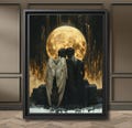 Gay Fantasy Wall Decor Angel Print, Male Lovers Beneath a Golden Moon Romantic Gothic Art Bereavement and Grief Canvas Celestial Love LGTBQ+