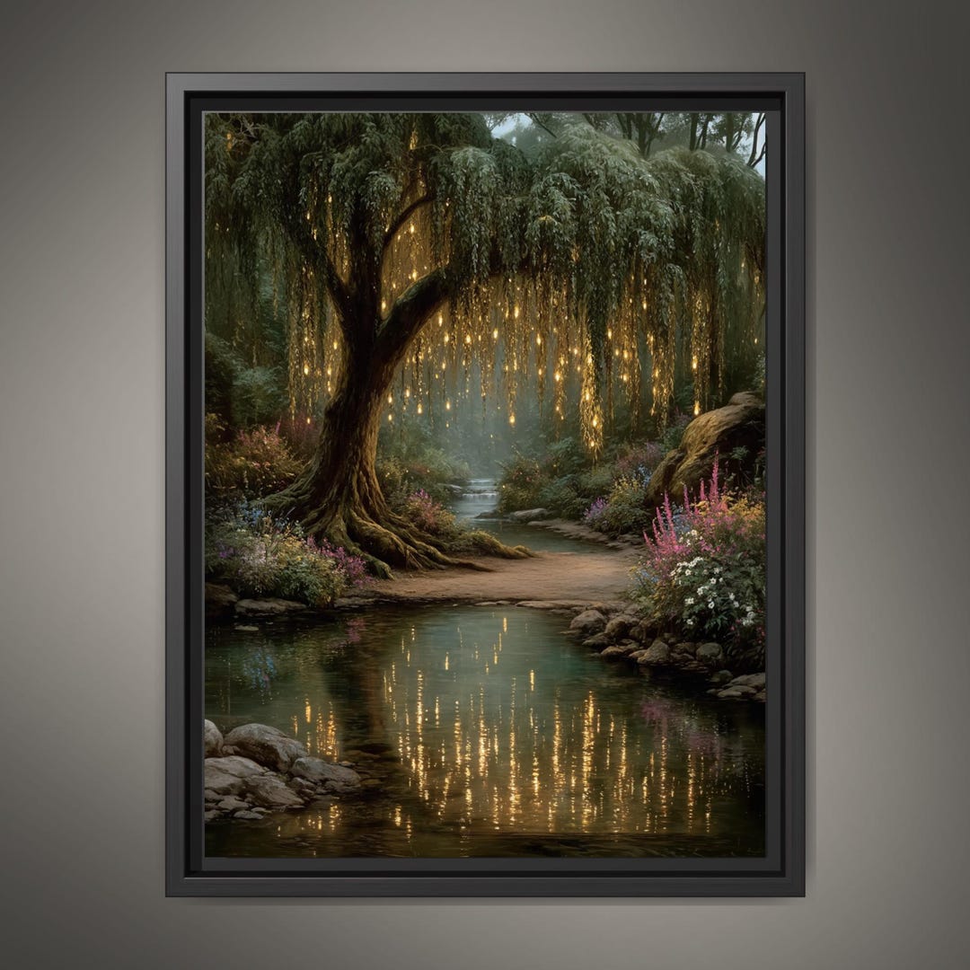 Enchanted Willow Tree Wall Art Print, Magical Forest Path Artwork ...