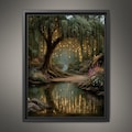 Enchanted Willow Tree Wall Art Print, Magical Forest Path Artwork, Fairy Light Woodland Decor
