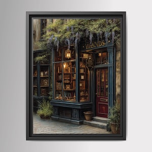 Enchanted Bookshop Print Dark Academia Literary Wall Art Vintage Reading Nook Library Wandshop Decor