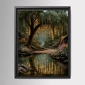 Enchanted Willow Tree Wall Art Print, Magical Forest Path Artwork, Fairy Light Woodland Decor