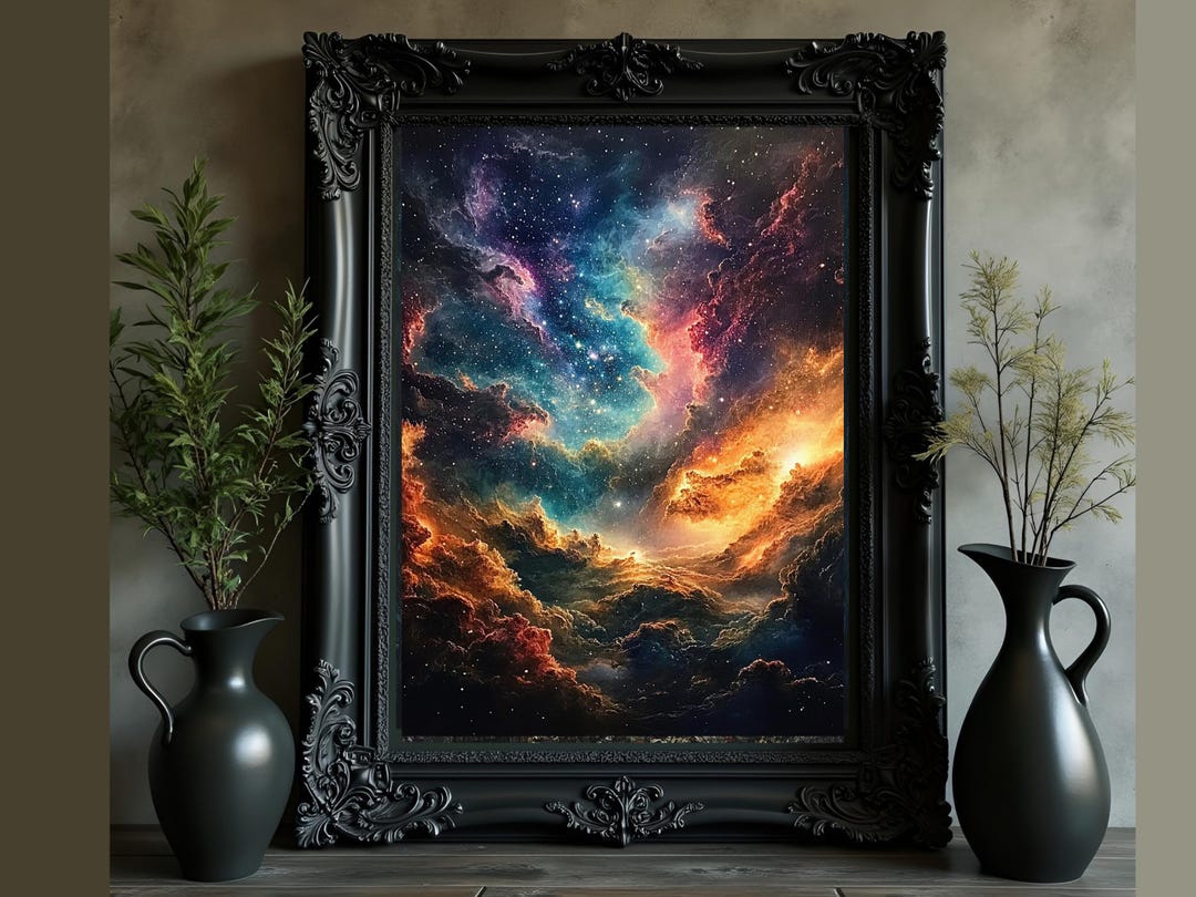 Colorful Galaxy Nebula Art Print, Cosmic Space Wall Decor, Abstract ...