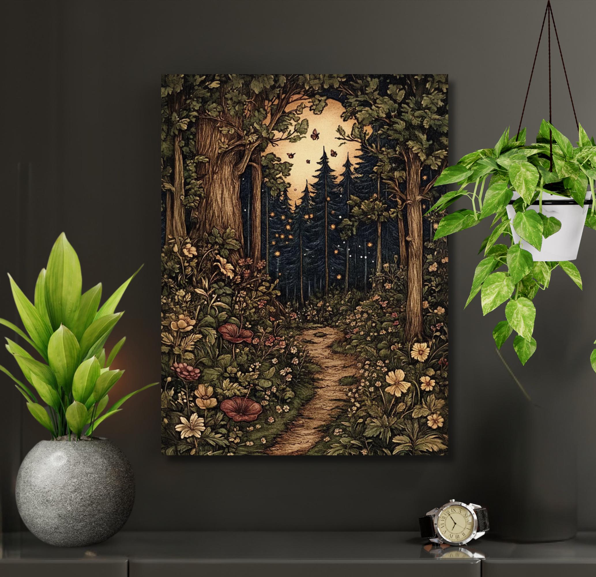 William Morris Inspired Forest Path Art Print: Cottagecore