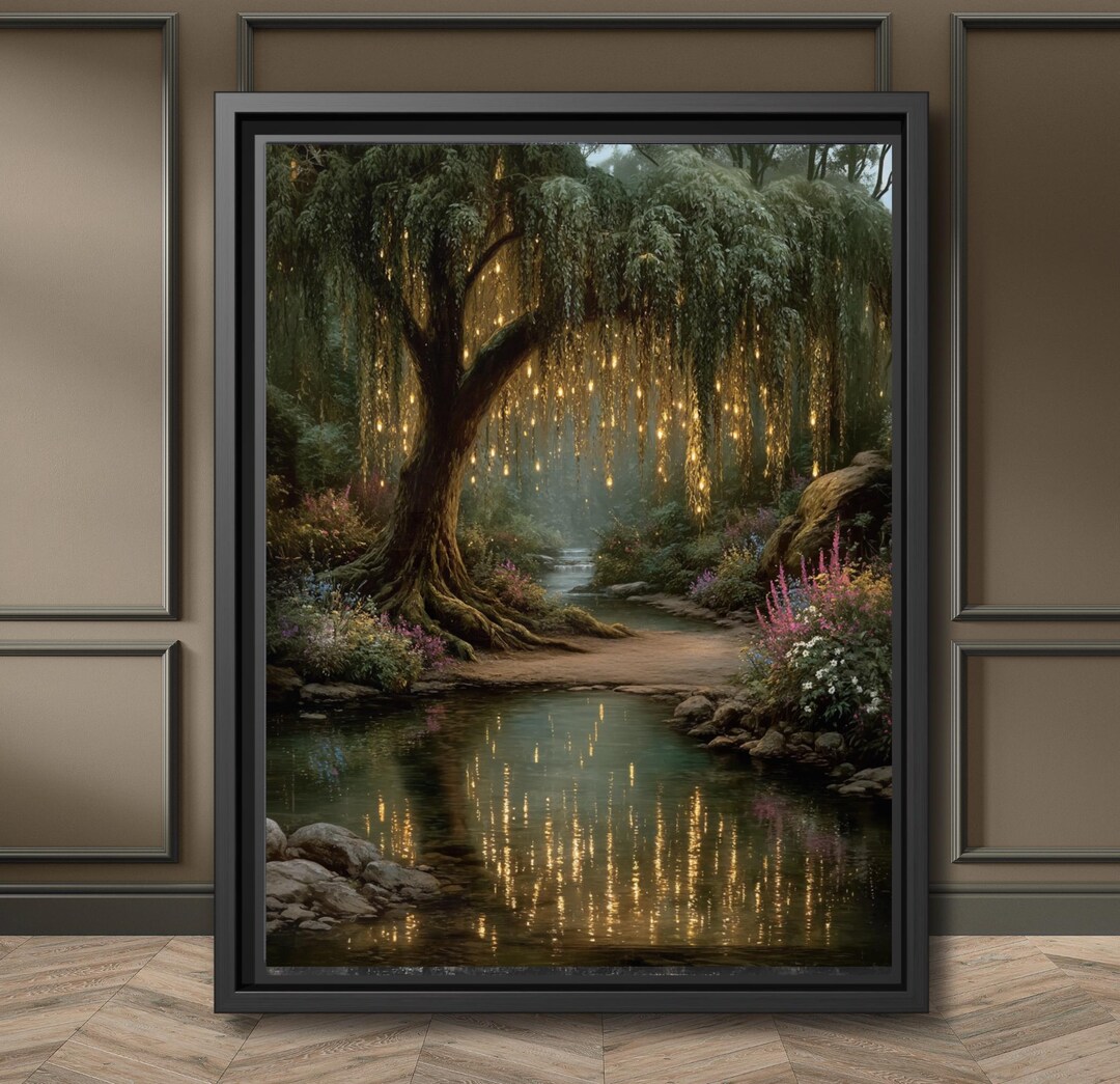 Enchanted Willow Tree Wall Art Print, Magical Forest Path Artwork ...