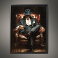 Mafia Boss Wall Art Print, Man in Suit and Fedora with Whiskey Painting
